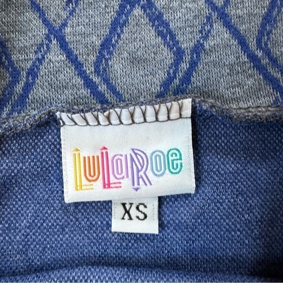 Lularoe Blue and Gray Diamond Cassie Pencil Skirt - Picture 3 of 4